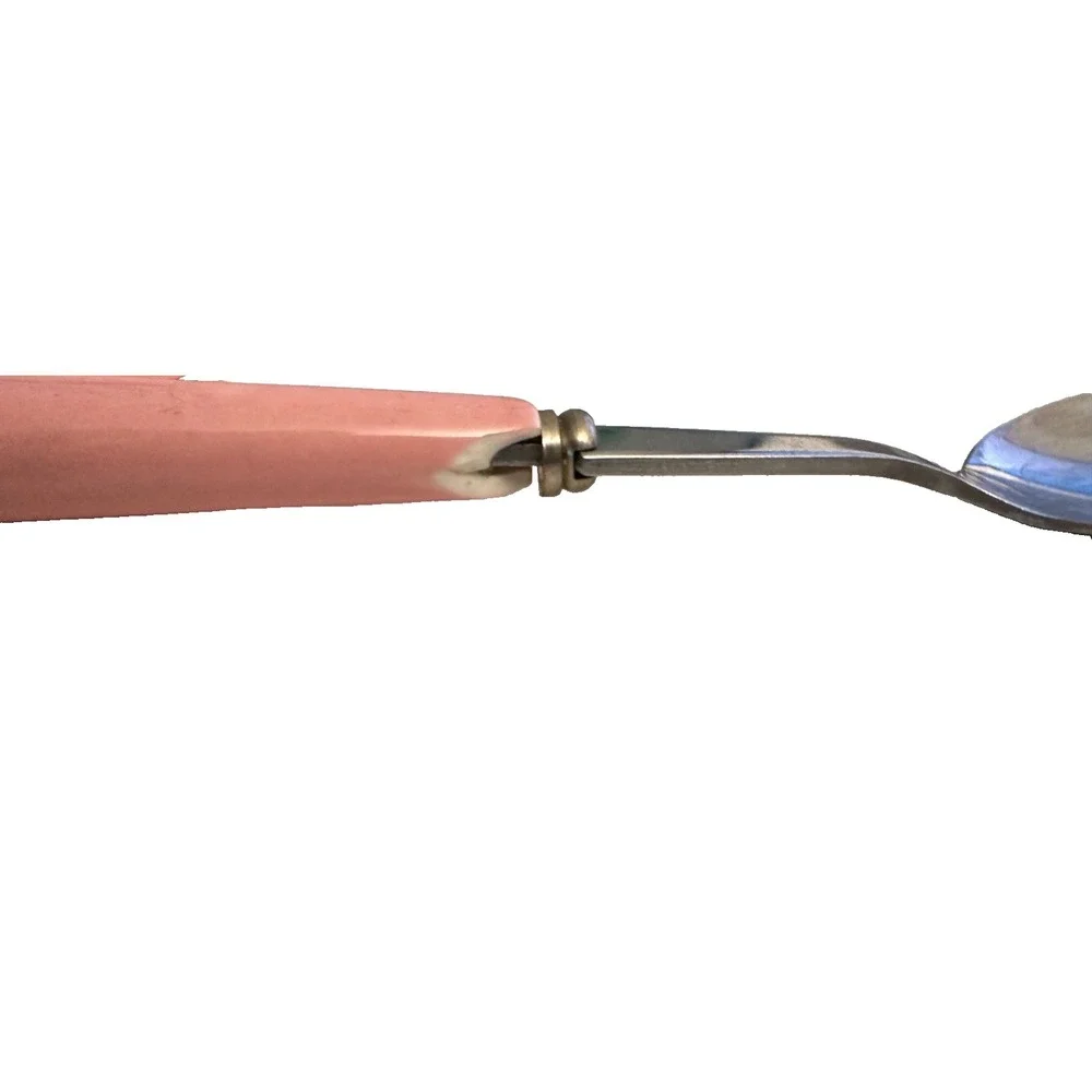 4 Vtg Grapefruit Spoons 3 w Pink Handles & 1 w Black Handle Stainless Steel